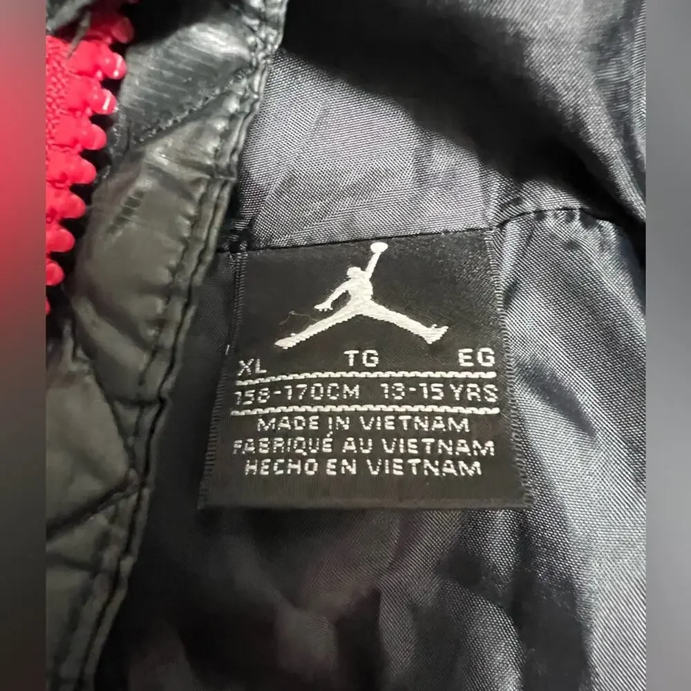 Nike Flight Air Jordan Hooded Puffer Jacket Coat Black Red Gray Size Youth XL